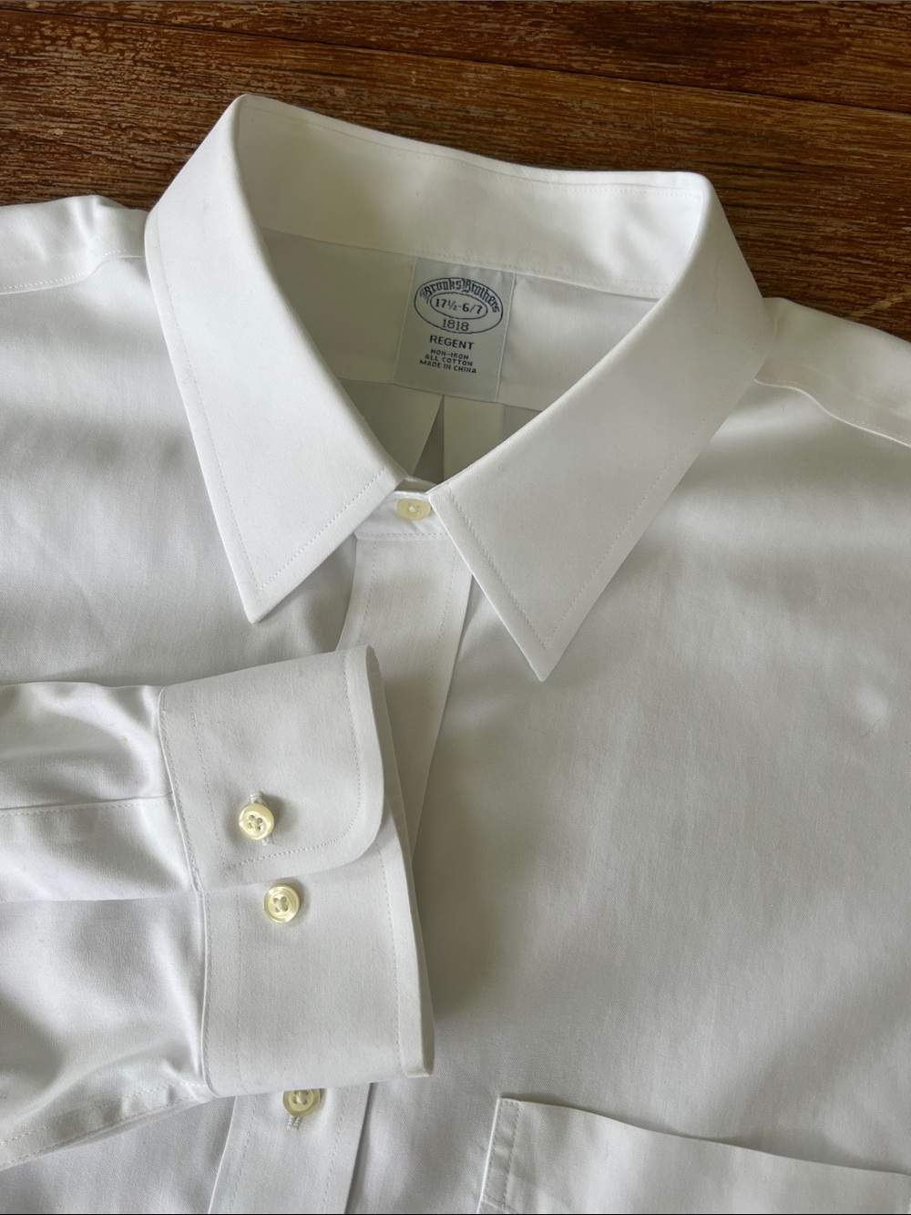 Brooks Brothers 1818 Regent Fit Non Iron White Dress Shirt 17.5-6/7 Cotton